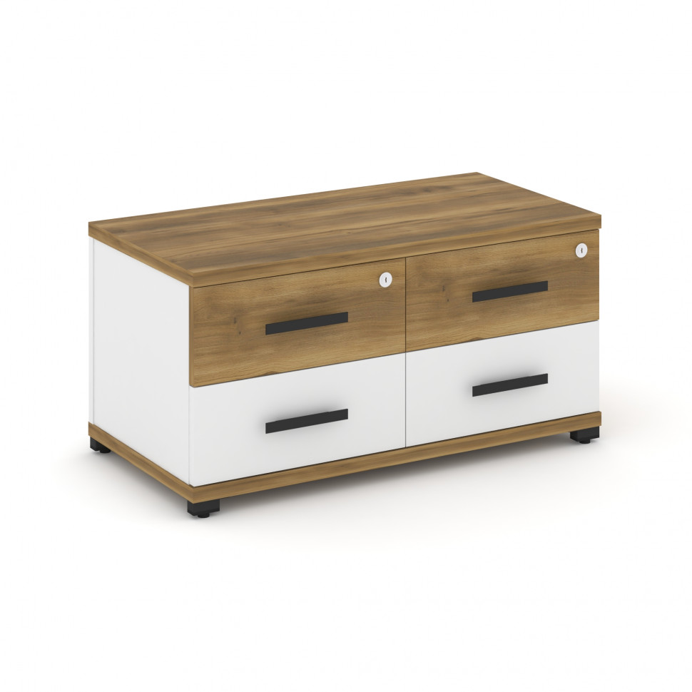 Concept Тумба приставная широкая 4 ящ. CN.TSP-001 B Сандал Янтарный/Белый Бриллиант/Металл Черный 83