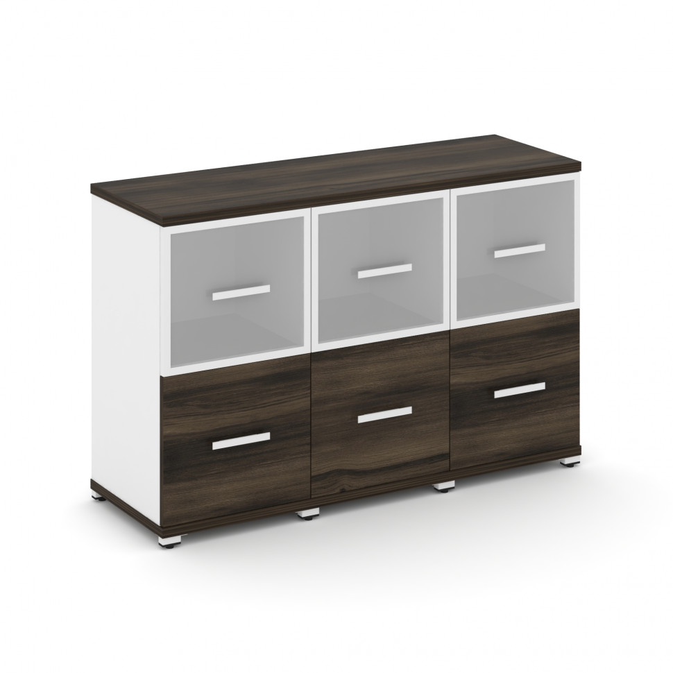 Concept Шкаф 3 узкие секции, 2 ниши CN.STU-232 RMW W Дуб Мали/Белый Бриллиант/Металл Белый/Сатин 125