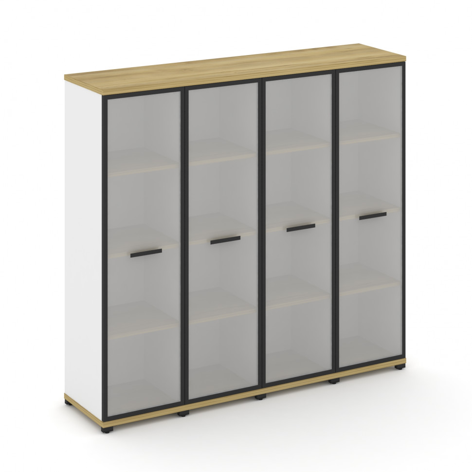 Concept Шкаф 4 узкие секции, 4 ниши CN.STU-446 RMB B Дуб Винченцо/Белый Бриллиант/Металл Черный/Сати