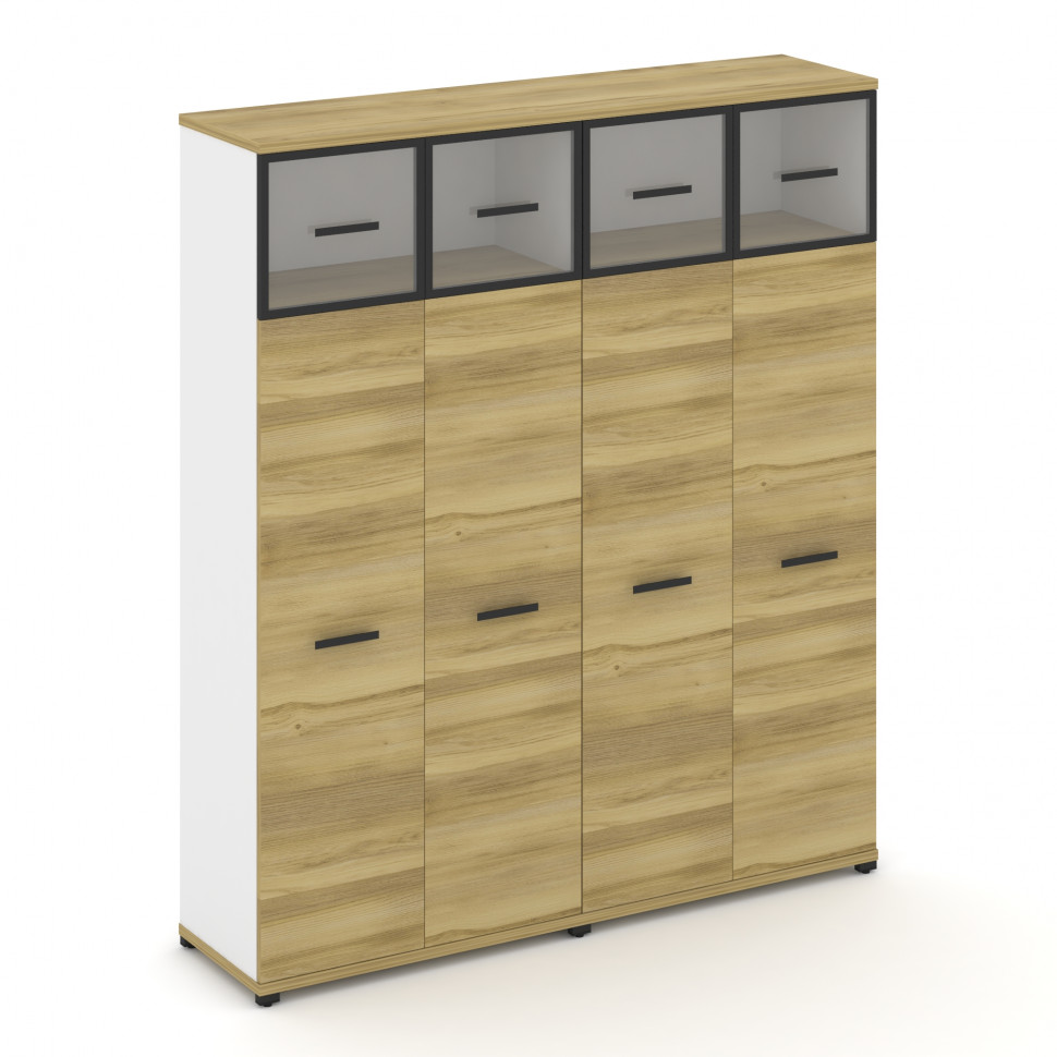 Concept Шкаф 2 широкие секции, 5 ниш CN.STS-527 RPB B Дуб Винченцо/Белый Бриллиант/Металл Черный/Про