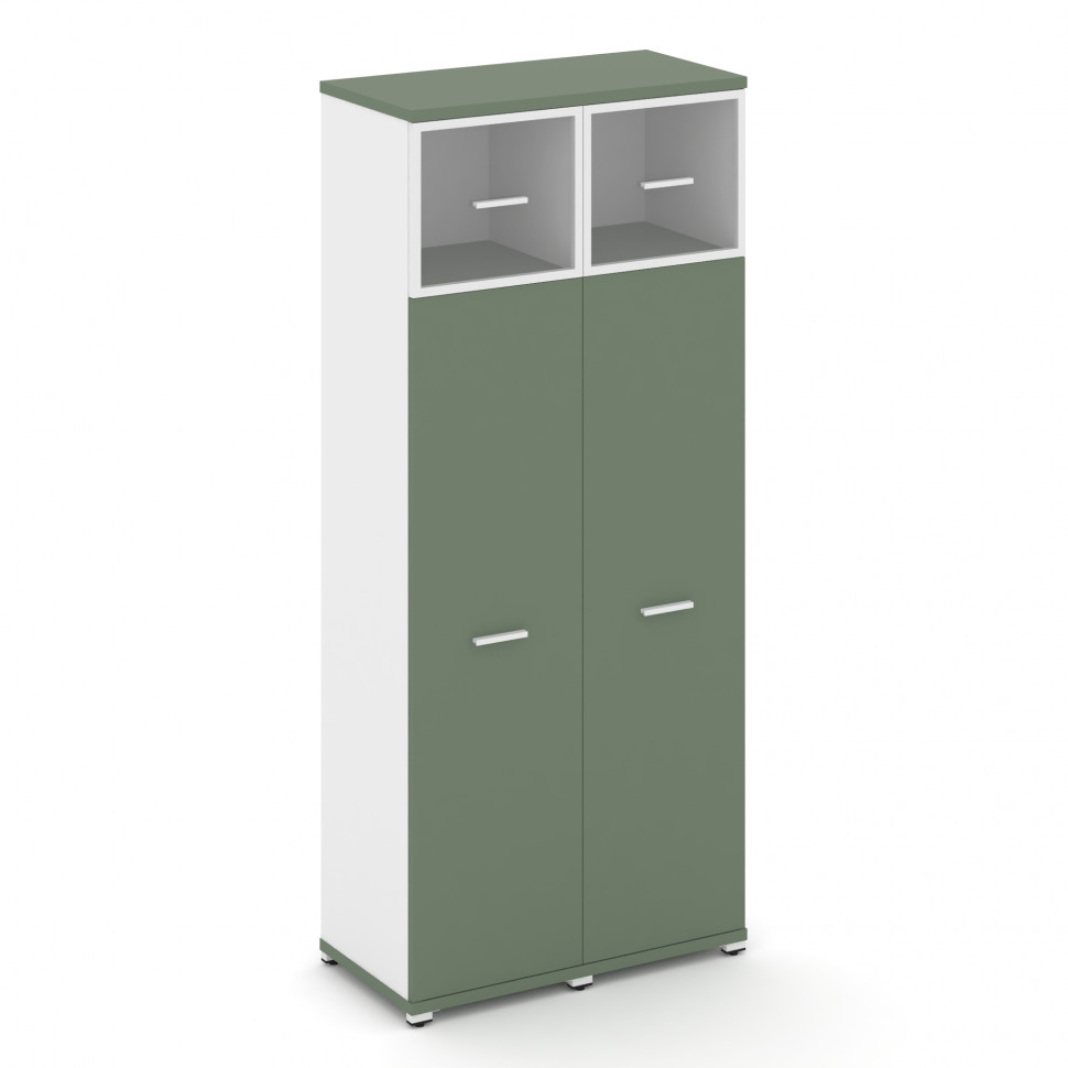 Concept Шкаф 2 узкие секции, 5 ниш CN.STU-527 RPW W Кобо/Белый Бриллиант/Металл Белый/Прозрачный 836