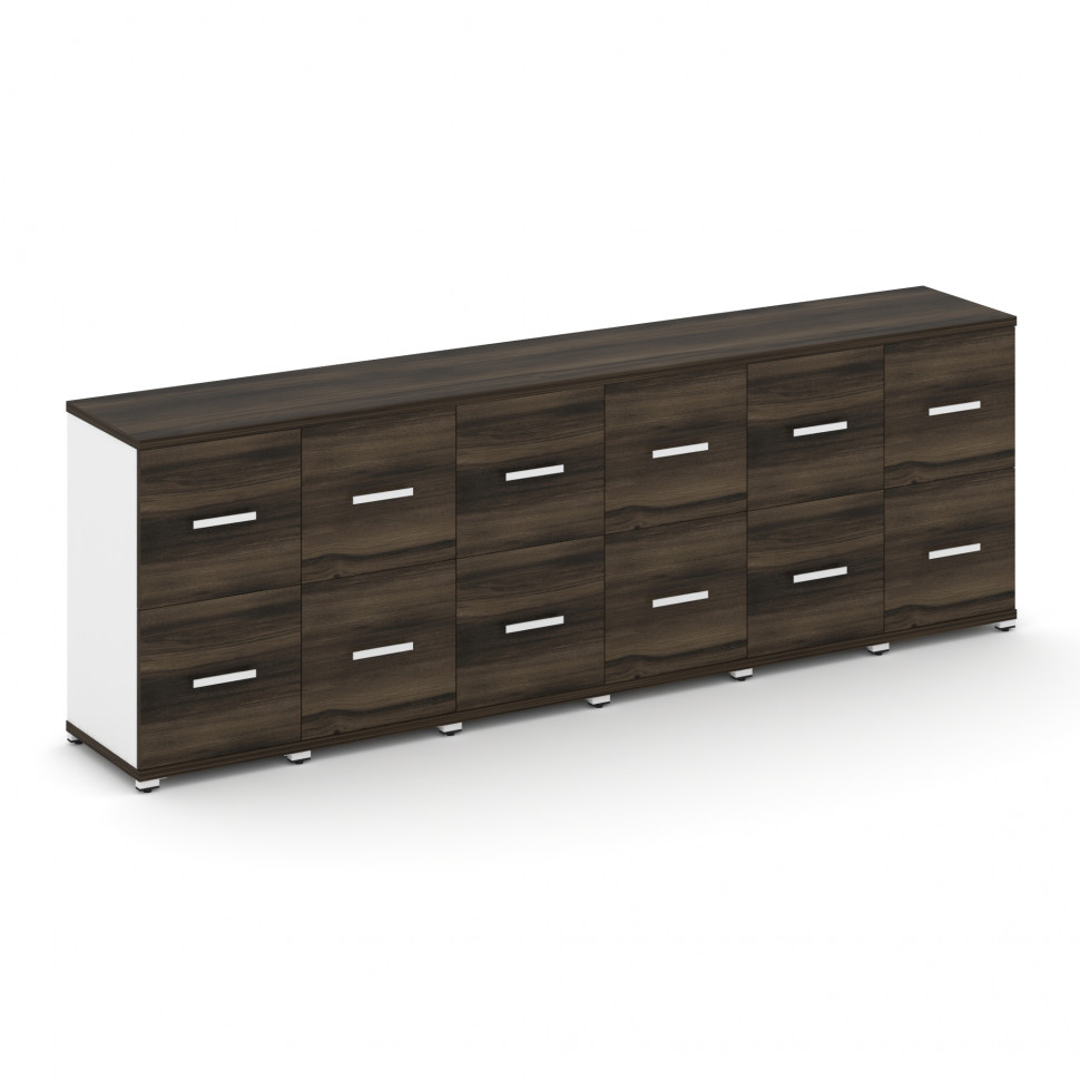 Concept Шкаф 6 узких секций, 2 ниши CN.STU-262 W Дуб Мали/Белый Бриллиант/Металл Белый 2500*420*818