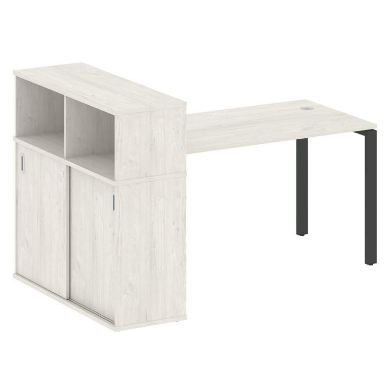 Metal System Стол письменный с шкафом-купе на П-образном м/к БП.РС-СШК-3.3 Т Дуб Наварра/Металл Антр