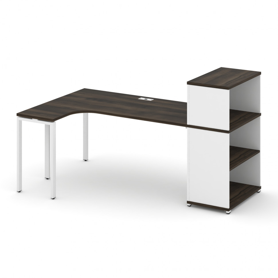 Concept Стол эргономичный с опорным стеллажом с надставкой низ. CN.SA-206(L) Дуб Мали/Белый Бриллиан