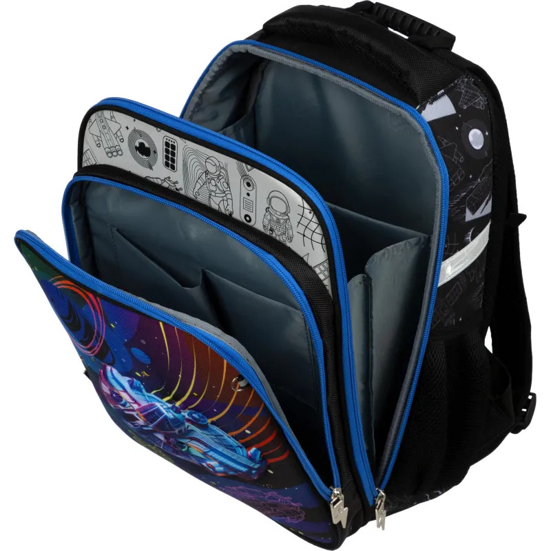 Ранец Комус Класс Stright 3D Косм. путешествия, св/диоды, 2 отд, эргоном