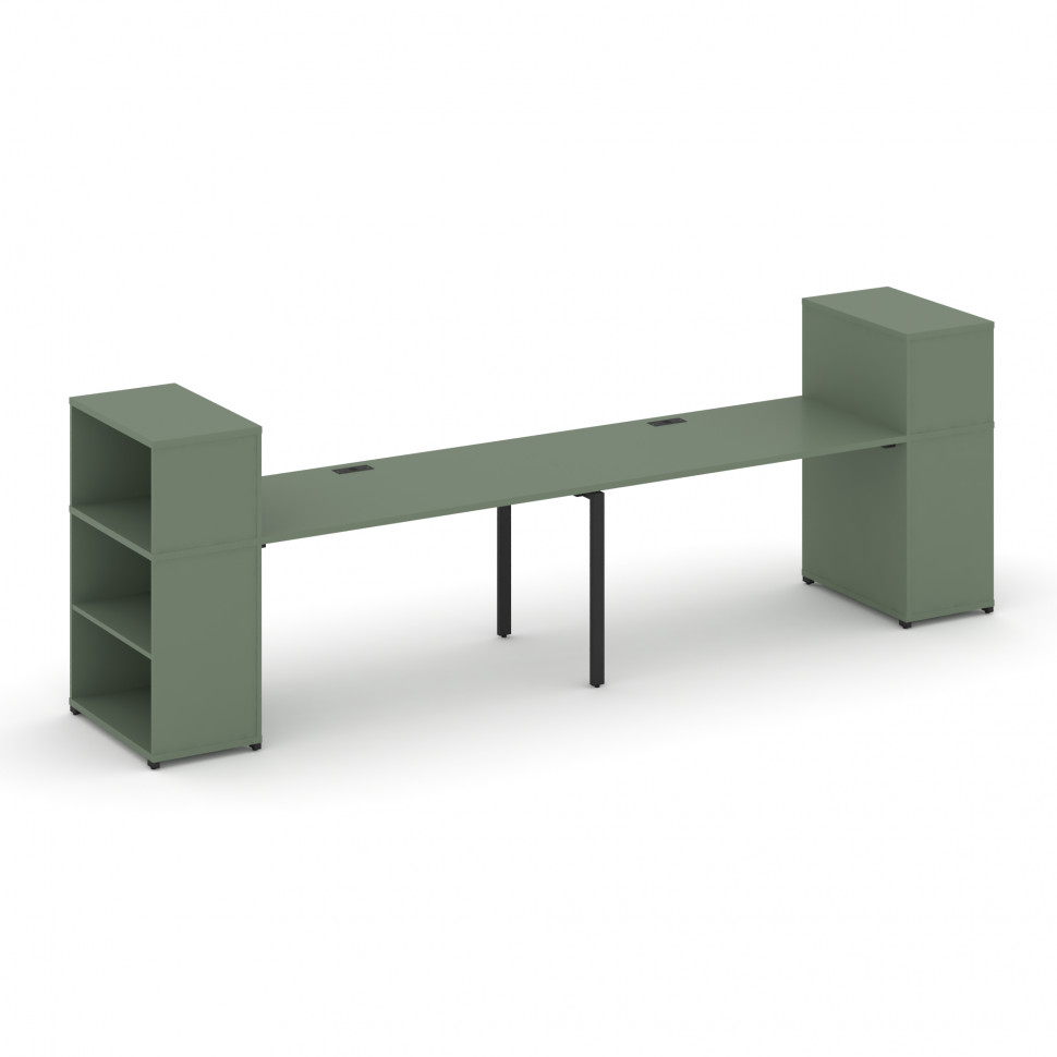 Concept Рабочая станция с опорными стеллажами с надставкой низ. CN.ORS-212 Кобо/Металл Черный 4000*7