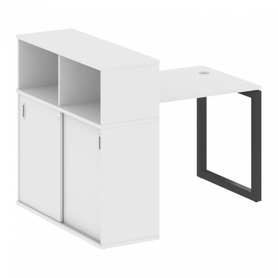 Metal System Quattro Стол письменный с шкафом-купе на О-образном м/к 50БО.РС-СШК-3.1 Т Белый/Металл