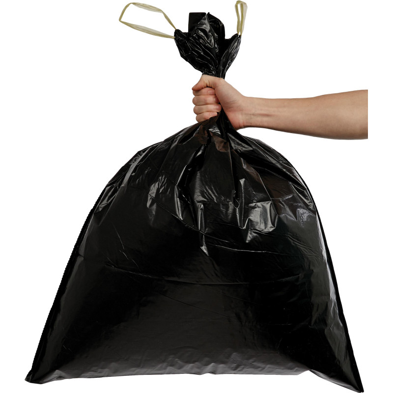Мешки для мусора ПВД 120л 60мкм 10шт/рул черные 70х90см Комус с завязками