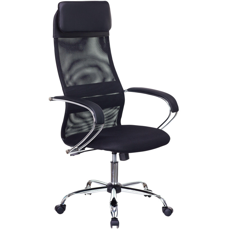 Кресло 0MX_VB_EChair-655/SL/BL TTW сетка/ткань черный хром