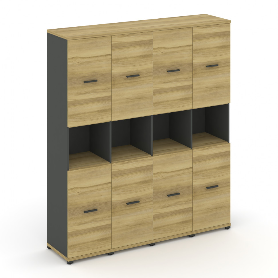 Concept Шкаф 4 узкие секции, 5 ниш CN.STU-543 A Дуб Винченцо/Антрацит/Металл Антрацит 1668*420*1922