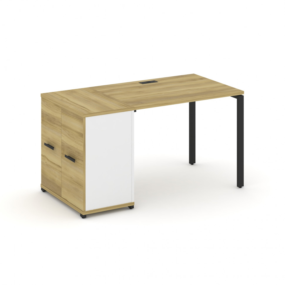 Concept Стол рабочий с опорным распаш. шкафом CN.SP-217 B Дуб Винченцо/Белый Бриллиант/Металл Черный Concept Стол рабочий с опорным распаш. шкафом CN.SP-217 B Дуб Винченцо/Белый Бриллиант/Металл Черный