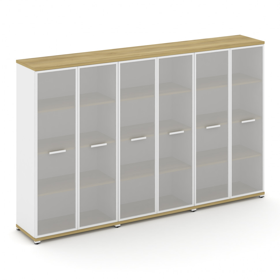 Concept Шкаф 3 широкие секции, 4 ниши CN.STS-436 RMW W Дуб Винченцо/Белый Бриллиант/Металл Белый/Сат