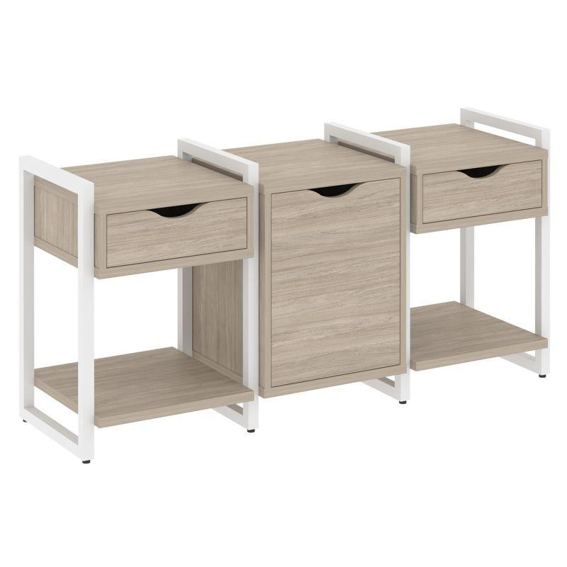 Loft Тумба на регулируемых опорах VR.L-TN-6.O Дуб Аттик/Металл Белый 1440*460*719 Loft Тумба на регулируемых опорах VR.L-TN-6.O Дуб Аттик/Металл Белый 1440*460*719