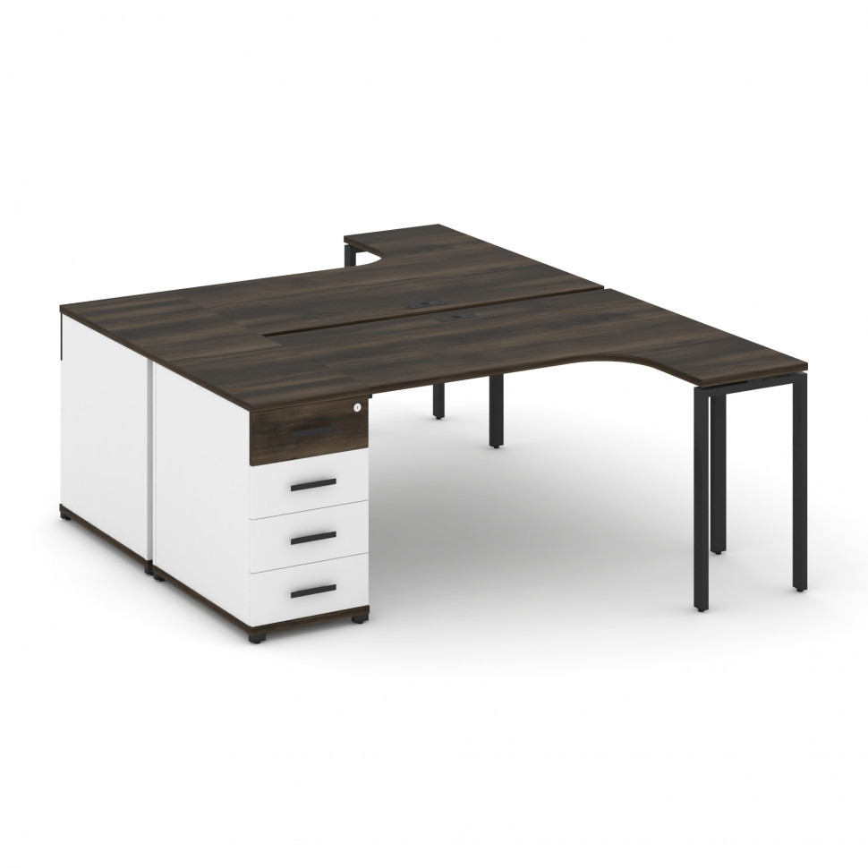 Concept Рабочая станция CN.DSA-401 B Дуб Мали/Белый Бриллиант/Металл Черный 1800*1180*750