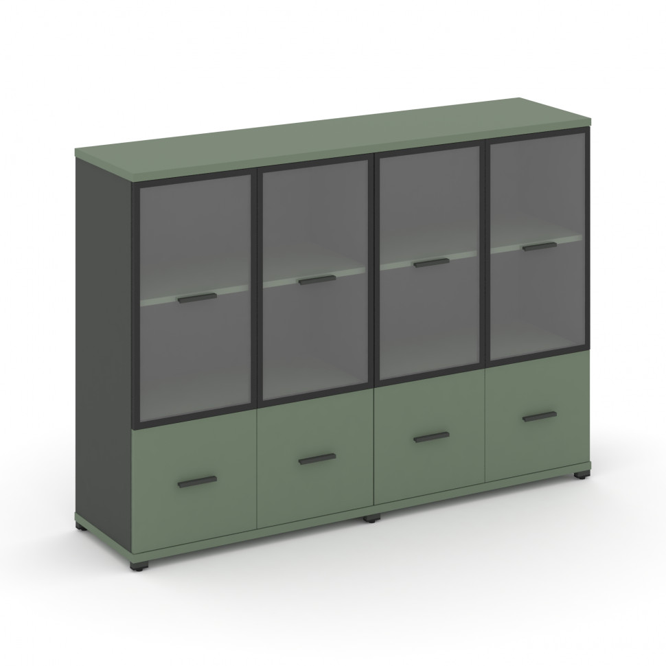 Concept Шкаф 2 широкие секции, 3 ниши CN.STS-322 RPB A Кобо/Антрацит/Металл Антрацит/Прозрачный 1668