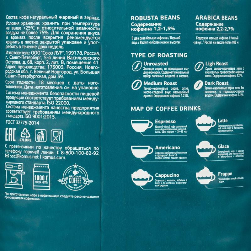 Кофе Деловой Стандарт Espresso Grande в зернах нат. жар., 1кг