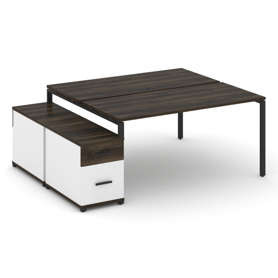 Concept Рабочая станция 2 места с двухсторонней опорной тумбой CN.DRS-308 B Дуб Мали/Белый Бриллиант