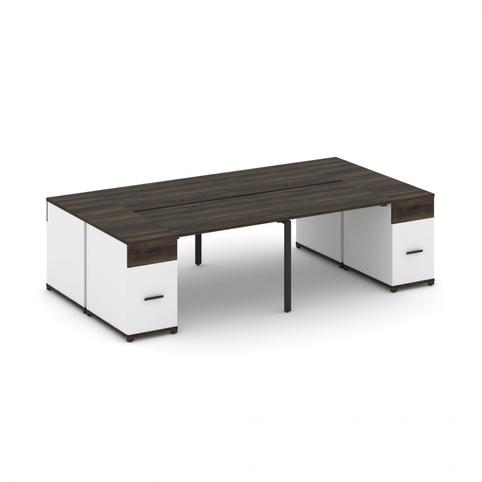 Concept Рабочая станция 4 места с 2 опорными тумбами CN.DRS-429 B Дуб Мали/Белый Бриллиант/Металл Че