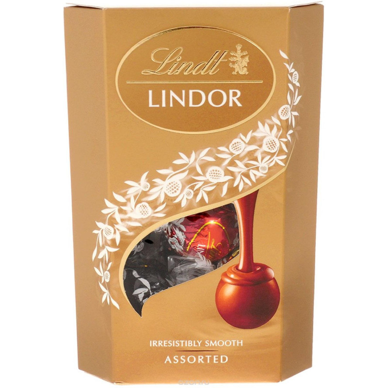 Конфеты LINDOR ассорти из молоч.бел.темн шоколада с начинкой пралине,200г