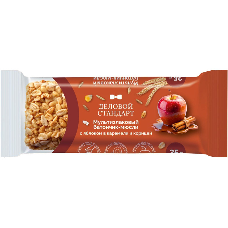 Батончик мюсли мультизлак Деловой Стандарт с ябл в кар и кориц 35г 24шт/уп
