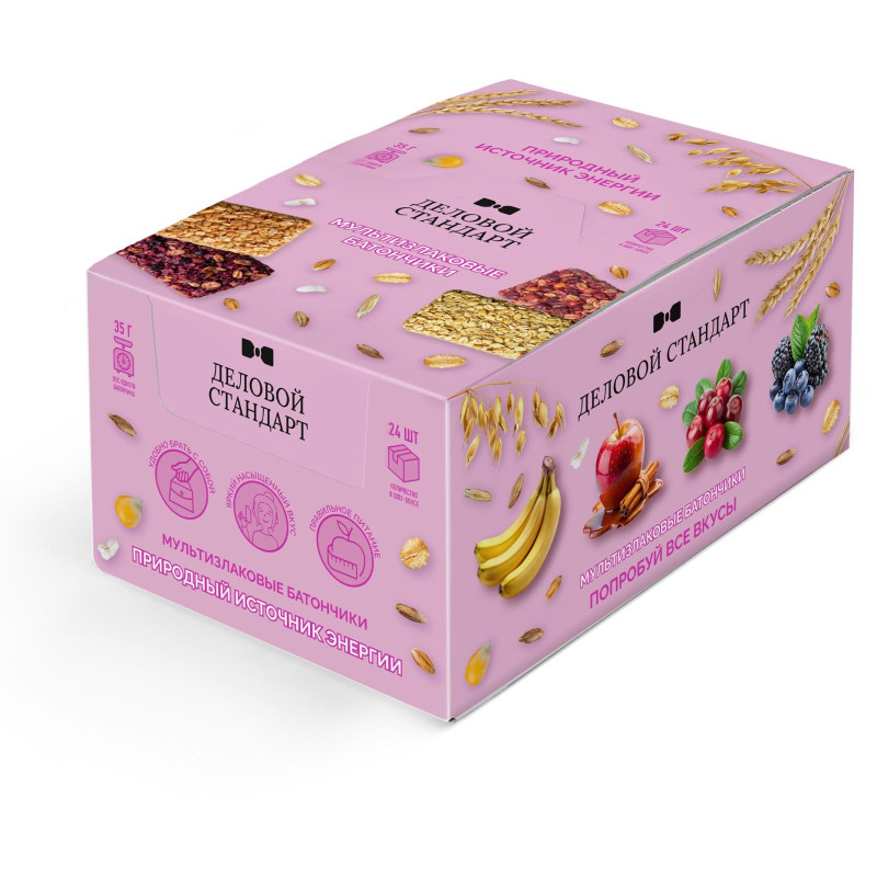 Батончик мюсли мультизлак Деловой Стандарт с ябл в кар и кориц 35г 24шт/уп
