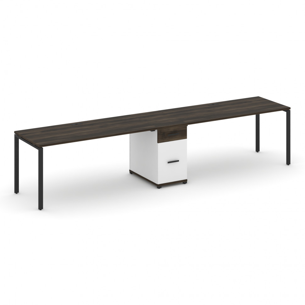 Concept Рабочая станция 2 места с 1 опорной тумбой CN.ORS-408 B Дуб Мали/Белый Бриллиант/Металл Черн