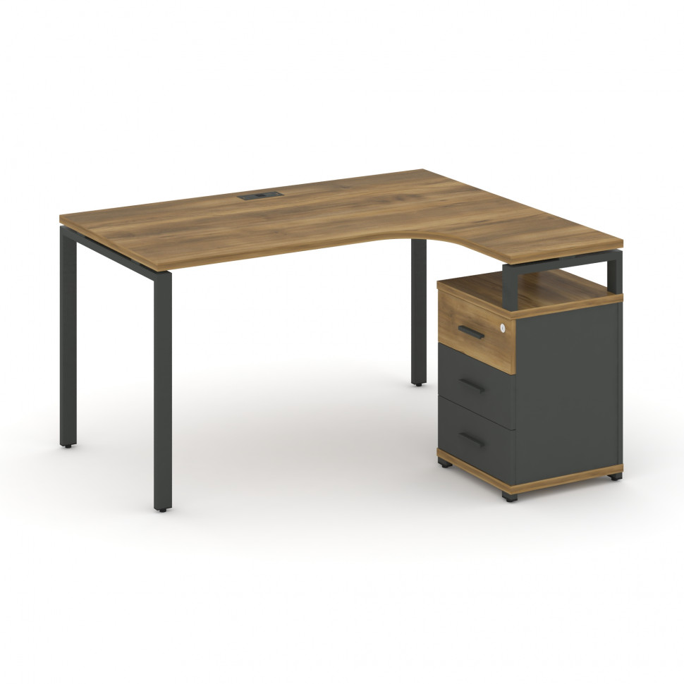 Concept Стол эргономичный с опорной тумбой CN.SA-305(R) A Сандал Янтарный/Антрацит/Металл Антрацит 1 Concept Стол эргономичный с опорной тумбой CN.SA-305(R) A Сандал Янтарный/Антрацит/Металл Антрацит 1