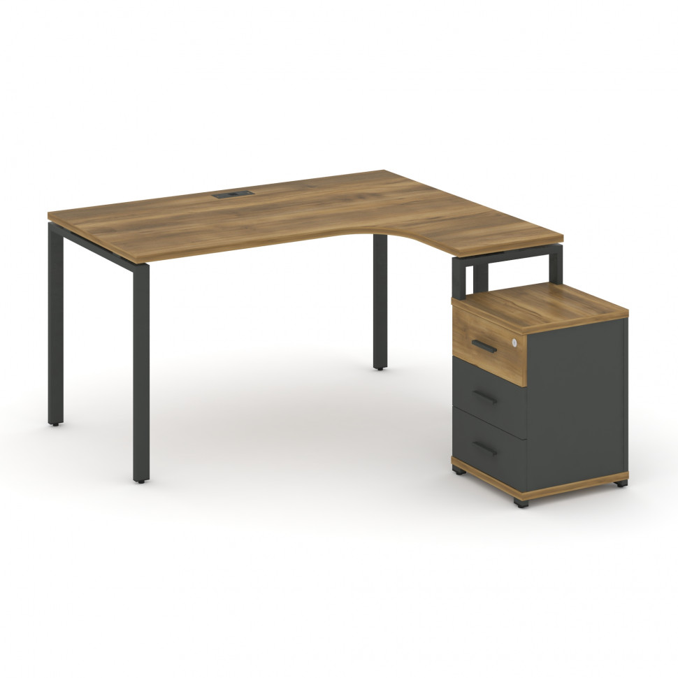 Concept Стол эргономичный с опорной тумбой CN.SA-305(R) A Сандал Янтарный/Антрацит/Металл Антрацит 1 Concept Стол эргономичный с опорной тумбой CN.SA-305(R) A Сандал Янтарный/Антрацит/Металл Антрацит 1