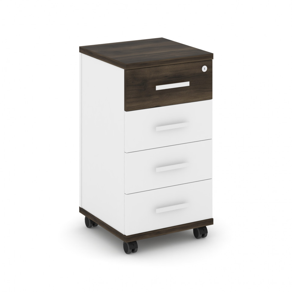 Concept Тумба мобильная 4 ящ. CN.TUM-005 W Дуб Мали/Белый Бриллиант/Металл Белый 420*420*782
