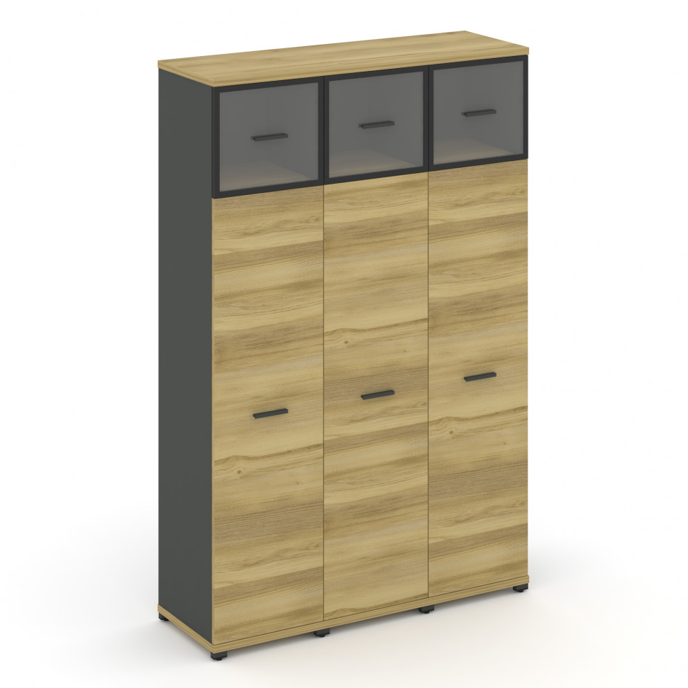 Concept Шкаф 3 узкие секции, 5 ниш CN.STU-537 RPB A Дуб Винченцо/Антрацит/Металл Антрацит/Прозрачный