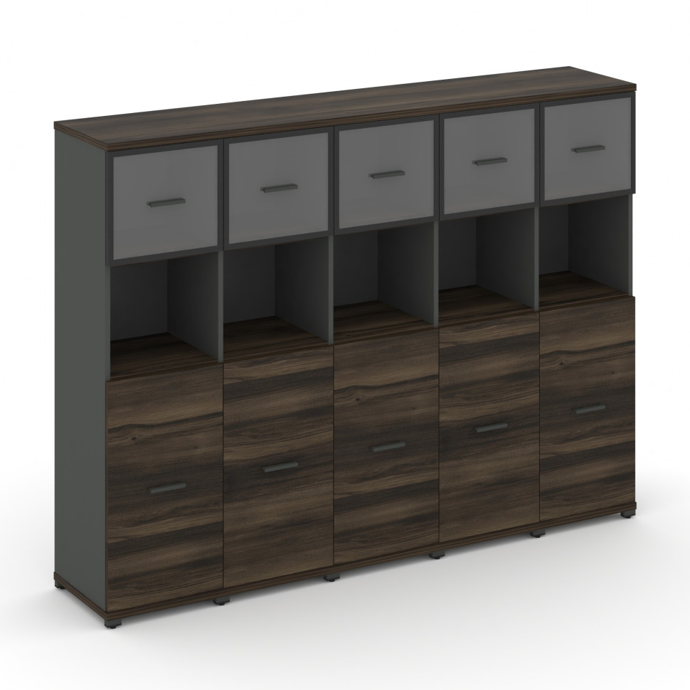 Concept Шкаф 5 узких секций, 4 ниши CN.STU-455 RPB A Дуб Мали/Антрацит/Металл Антрацит/Прозрачный 20