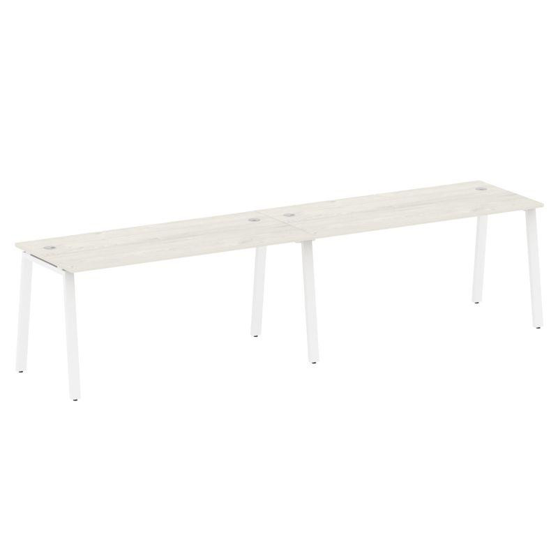 Metal System Рабочая станция на 2 места на А-образном м/к БА.СМ-2.4 Дуб Наварра/Металл Белый 3200*72