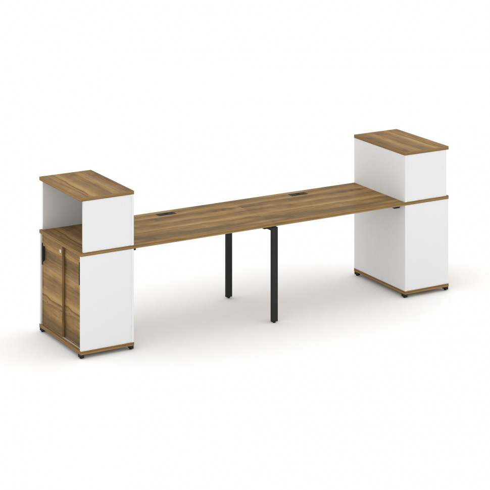 Concept Рабочая станция с опорными шкафом-купе с надставкой низ. CN.ORS-238 B Сандал Янтарный/Белый