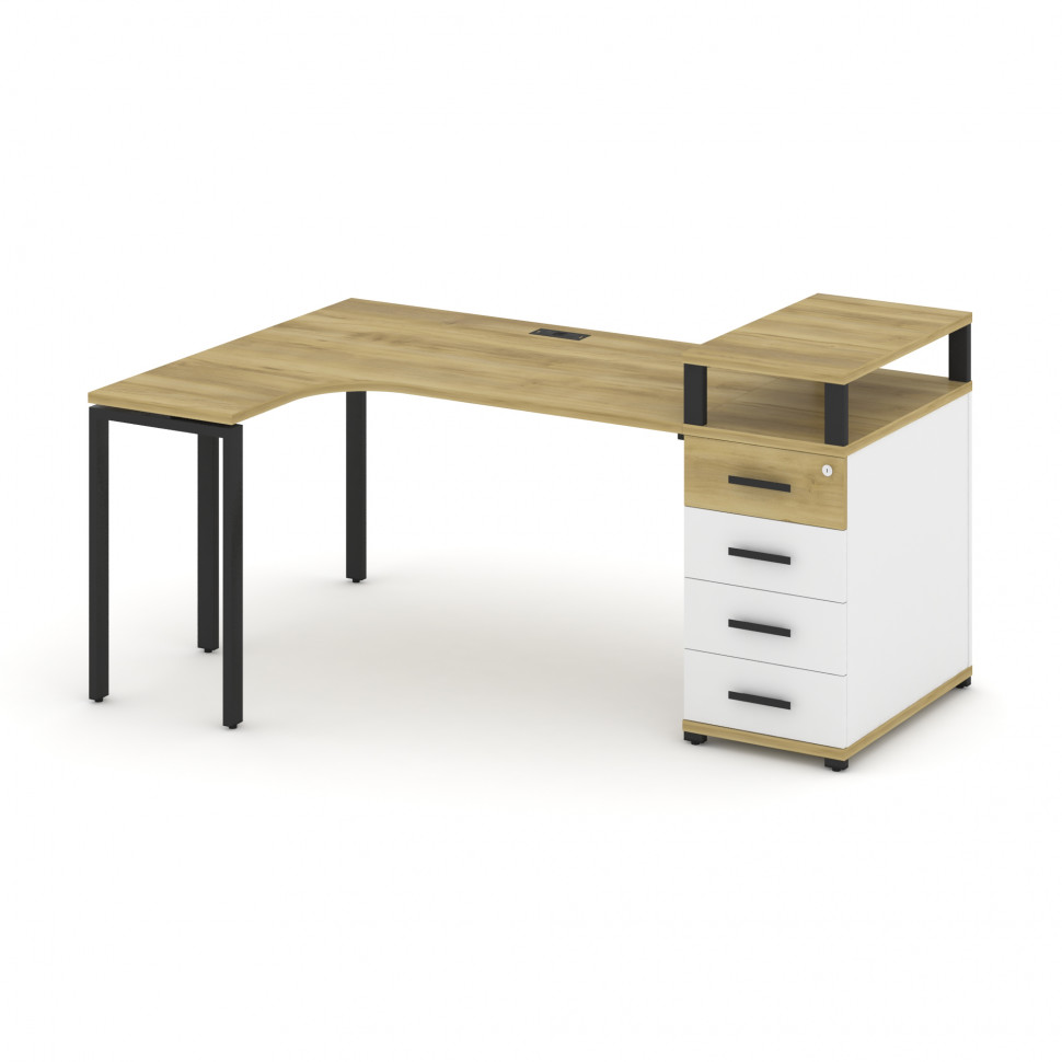 Concept Стол эргономичный CN.SA-405(L) B Дуб Винченцо/Белый Бриллиант/Металл Черный 1800*1180*917 Concept Стол эргономичный CN.SA-405(L) B Дуб Винченцо/Белый Бриллиант/Металл Черный 1800*1180*917