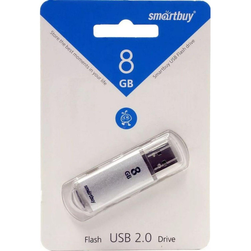 Флеш-память Smartbuy V-Cut, 8Gb, USB 2.0, сереб, SB8GBVC-S