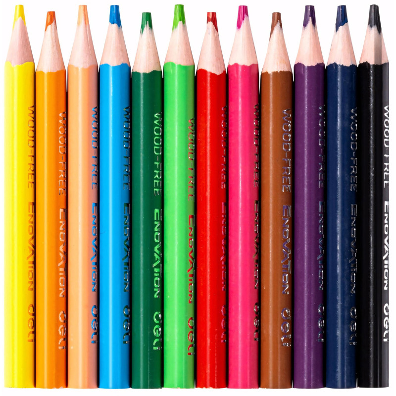 Карандаши цветные 12цв 3-гран Deli Enovation mini, пластик, EC114-12