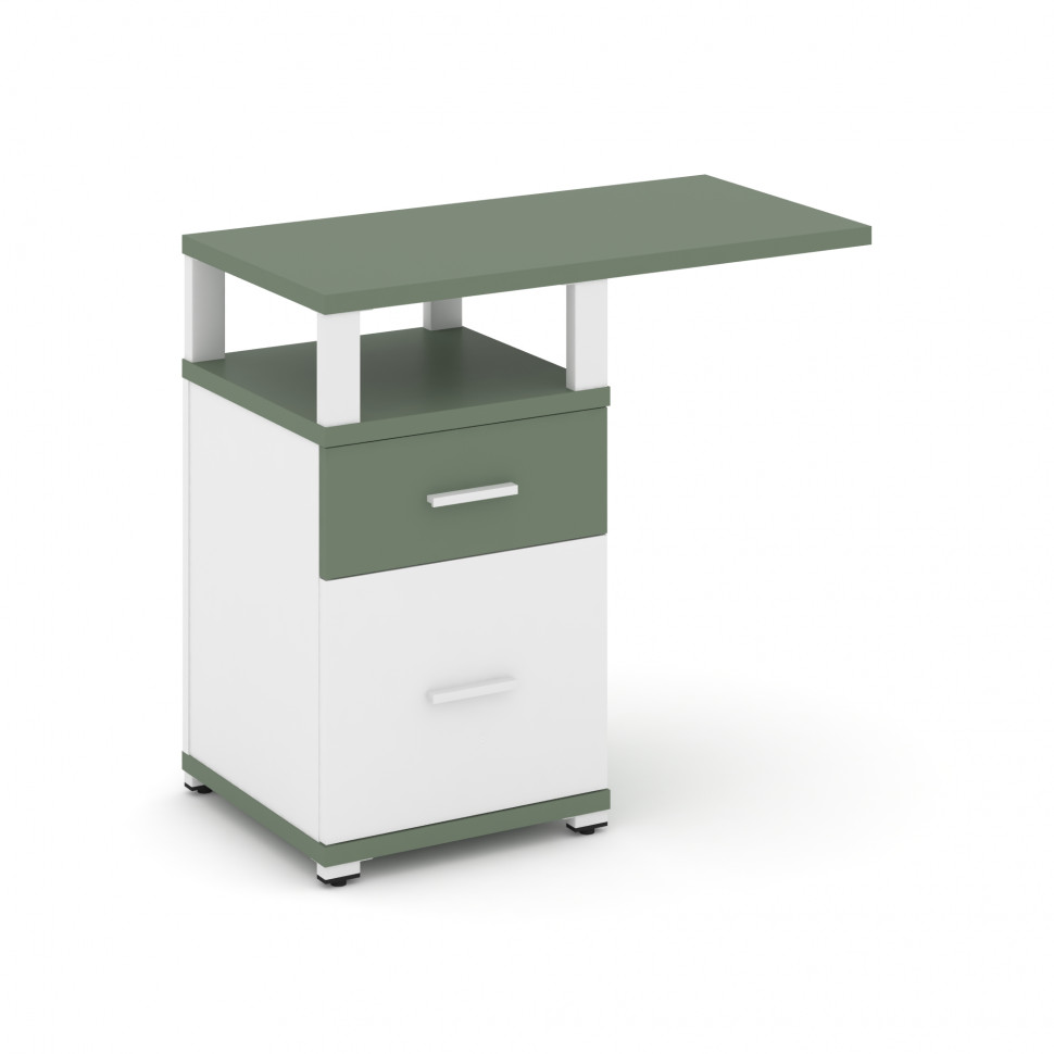 Concept Тумба приставная узкая 1 ящ.+1 распаш. фасад с надставкой широкой CN.TUS-004 W Кобо/Белый Бр