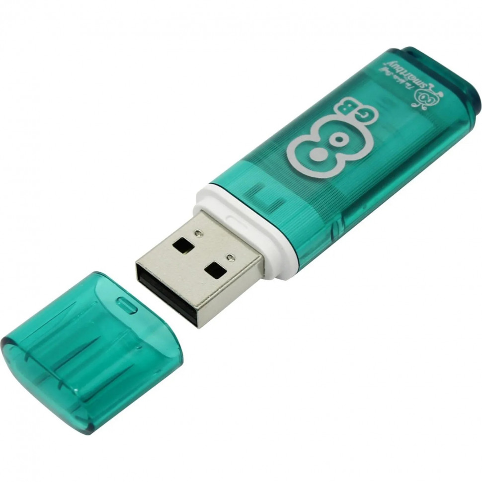 Флеш-память Smartbuy Glossy, 8Gb, USB 2.0, зел, SB8GBGS-G