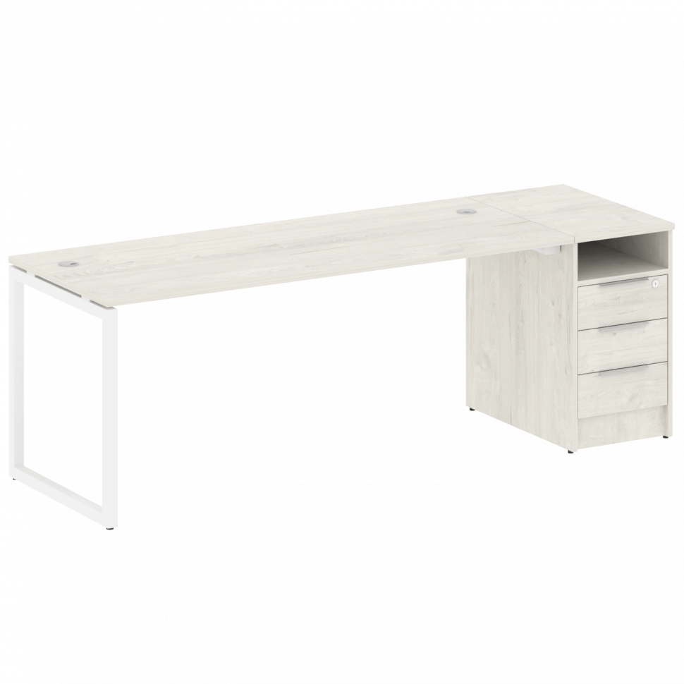 Metal System Quattro Рабочая станция с тумбой на О-образном м/к 40БО.РС-СТП-1.5 Дуб Наварра/Металл Б