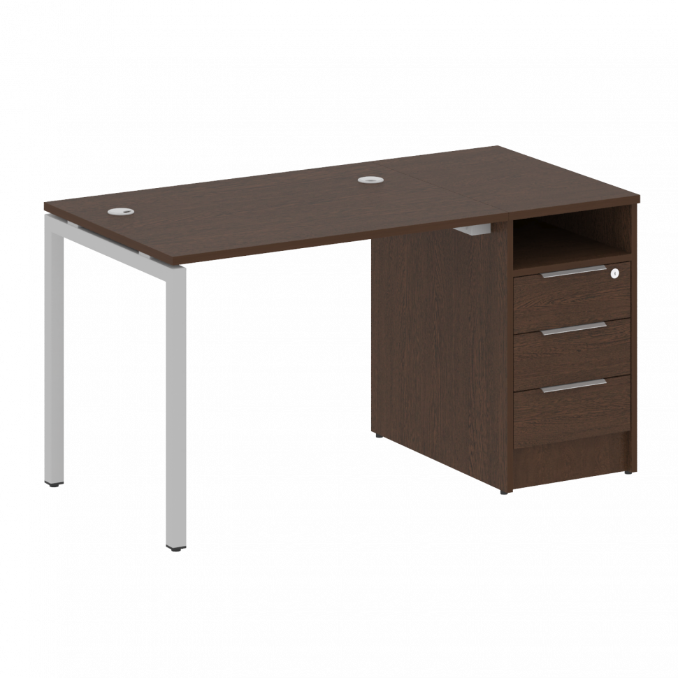 Metal System Quattro Рабочая станция с тумбой на П-образном м/к 40БП.РС-СТП-1.1 Венге Цаво/Металл Се Metal System Quattro Рабочая станция с тумбой на П-образном м/к 40БП.РС-СТП-1.1 Венге Цаво/Металл Се
