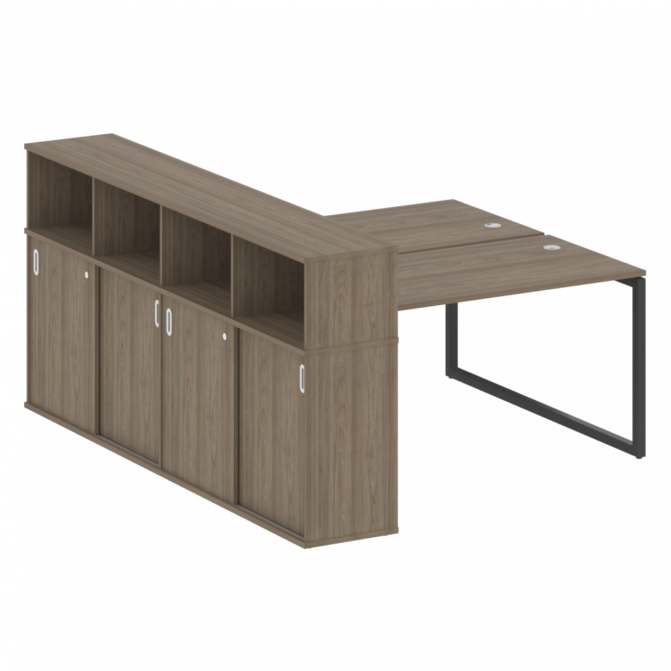 Metal System Quattro Рабочая станция с шкафом-купе на О-образном м/к 40БО.РС-СШК-4.3 Т Вяз Благородн