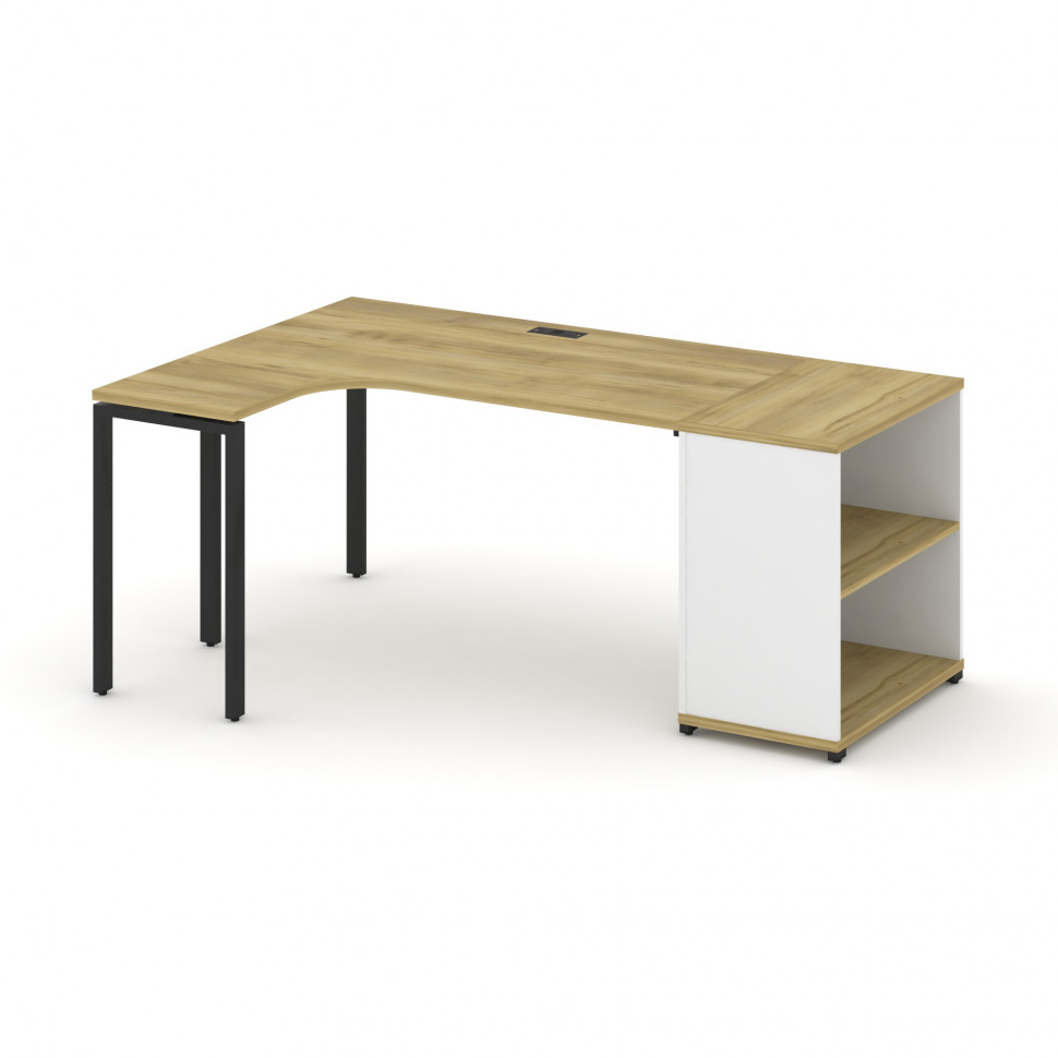 Concept Стол эргономичный с опорным стеллажом CN.SA-201(L) Дуб Винченцо/Белый Бриллиант/Металл Черны