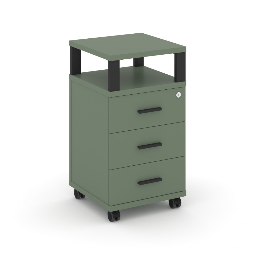 Concept Тумба мобильная 3 ящ. с надставкой CN.TUM-004 B Кобо/Металл Черный 420*420*782