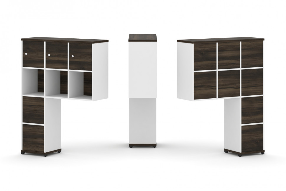 Concept Надставка высокая CN.ONV-006 Дуб Мали/Белый Бриллиант/Металл Черный 1099*350*1486