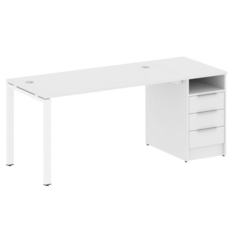 Metal System Рабочая станция с тумбой на П-образном м/к БП.РС-СТП-1.3 Белый/Металл Белый 1812*720*75