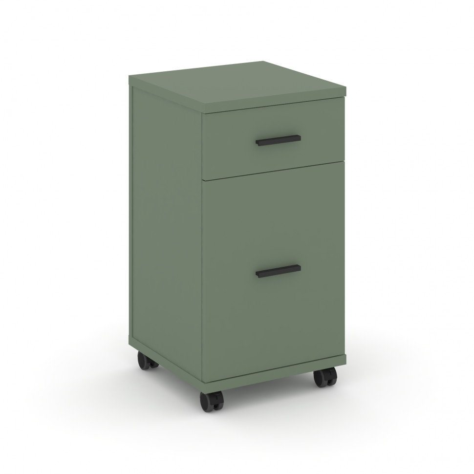 Concept Тумба мобильная 1 ящ.+1 распаш. фасад CN.TUM-011 B Кобо/Металл Черный 420*420*782