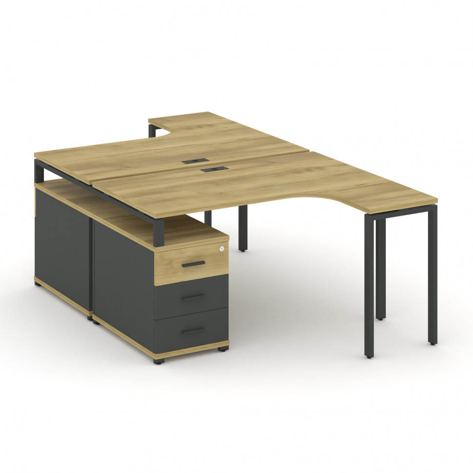 Concept Рабочая станция с двойной опорной тумбой CN.DSA-301 A Дуб Винченцо/Антрацит/Металл Антрацит