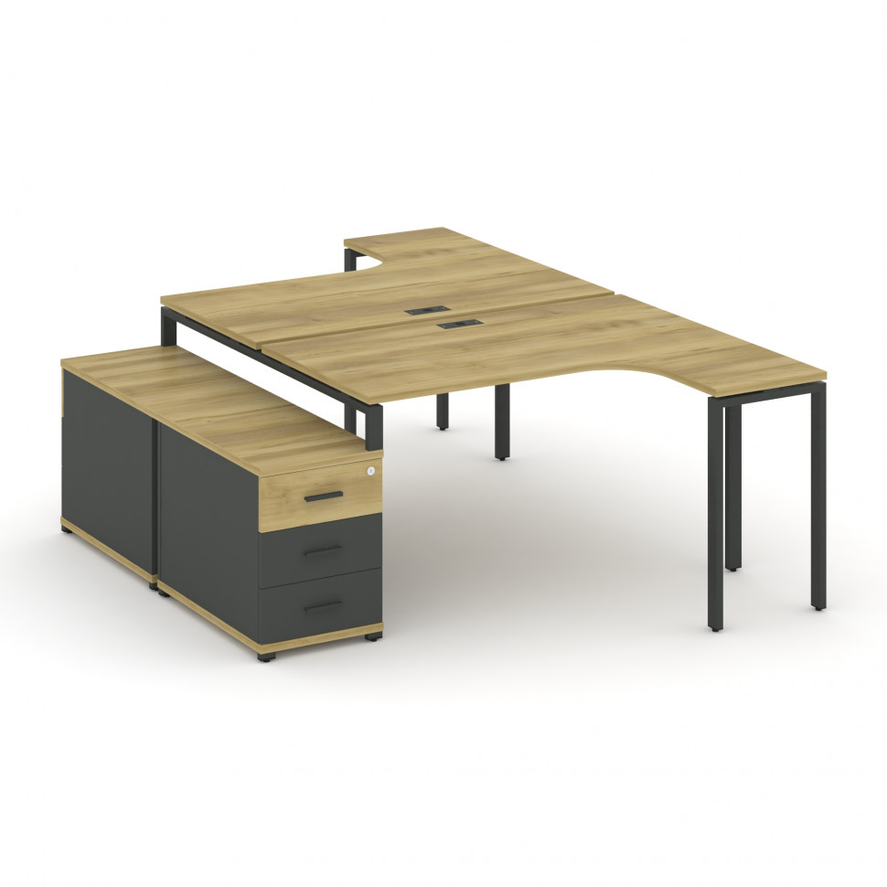 Concept Рабочая станция с двойной опорной тумбой CN.DSA-301 A Дуб Винченцо/Антрацит/Металл Антрацит
