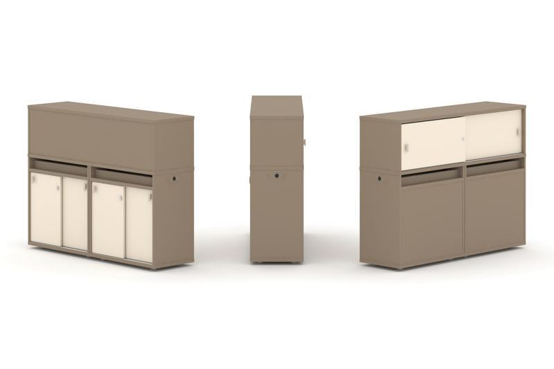 Estetica Набор №6. Тумба двойная+низкая надставка ES.NB.2N-6 Латте/Сатин 1500*410*1135