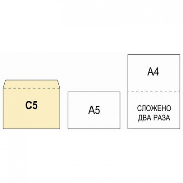 Конверт белый С5 стрип 162х229 80г КОМУС 100 шт/уп, 12 уп/кор